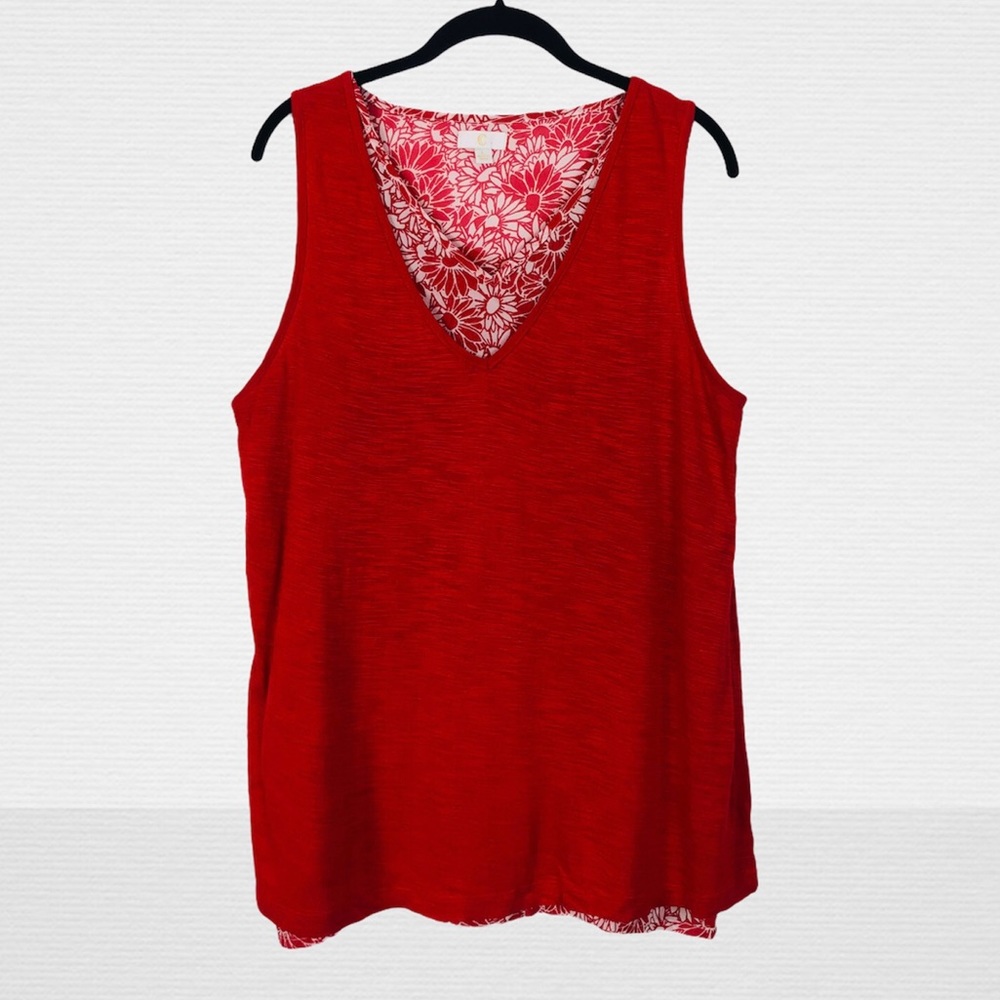 C Womens Size Large Red 100% Viscose Tunic Blouse